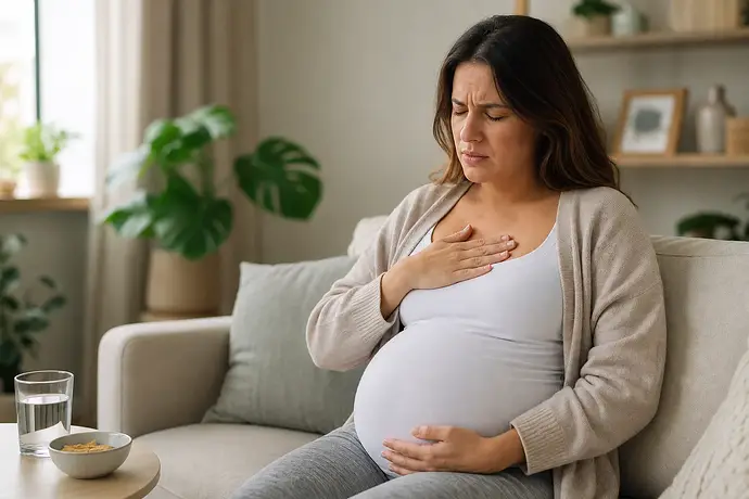 MomBaby editorial image: Hamilelikte mide yanması ve hazımsızlık: belirtiler, nedenler ve ne zaman yardım alınmalı